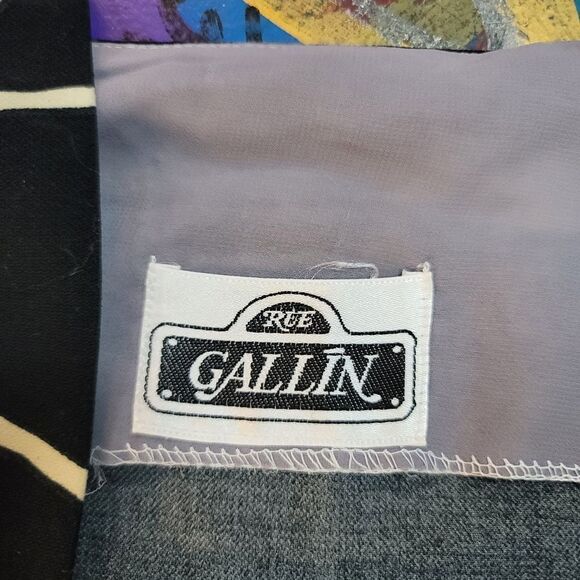 Late 90s/Y2K Rue Gallin polka dot & stripe black & white button side midi dress - Picture 4 of 8